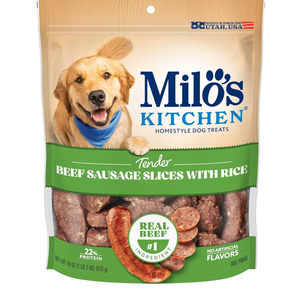 Milo's Kitchen Beef Sausage Slices With Rice Dog Treats, 18 Ounce(4 pack/box), Best By Sept 21, 2025