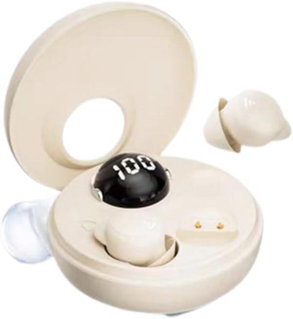 Invisible Wireless Bluetooth Ear Buds for Sleeping Noise Cancelling Mini Earbuds,Discreet in-Ear Tiny Earphones for Sleeping,Hidden Earbuds for Small Ears Sleeping,Working,Hiking Beige