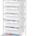 SYKIARIOL 6 Drawer Rolling Cart for Craft Storage,Utility Drawer Cart,White