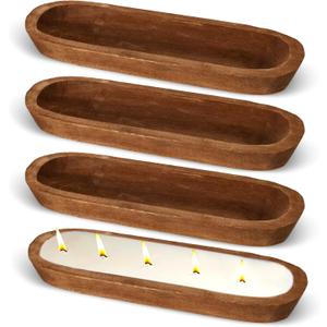 FoldTier 4 Pcs Wooden Dough Bowl Bulk,Brown,20'' X 6'' X 2'',Classic