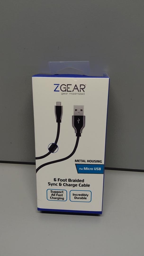 Z GEAR 6 Foot Braided Sync & Charge Cable. For Micro USB
