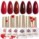 Born Pretty Red Gel Nail Polish Fall Winter 6 Colors Dark Red Burgundy Blood Cherry Wine Red Gel Nail Polish Soak Off Gel Polish Nail Art Design Manicure Salon DIY Home 7ml