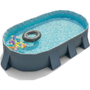 YYW Foldable Family Pool for Adults & Family - Portable Large Swimming Pool for Indoor/Outdoor Garden Backyard Summer Parties (Cloud Ink Gray, 115")