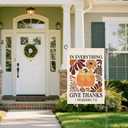 In Everything Give Thanks Garden Flag, Christian Pumpkin Bible Banner, Floral Christian Fall Thanksgiving Harvest Yard Outdoor Decor for Farmhouse Holiday, Thanksgiving Flags Gifts for Women BFF