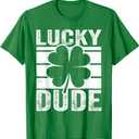Funny Lucky Dude Boys St Patricks Day Shirt Toddler Kids T-Shirt (Green), Medium