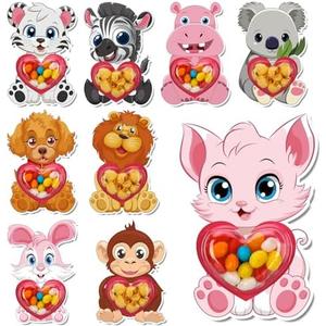 Thboxes 36 Pack Valentines Day Cards for Kids - DIY Candy Jar Valentine Cards with Heart Shaker Pouches, Classroom Exchange Valentine Candy Cards for Boys Girls, Party Favors (Candy Not Included)