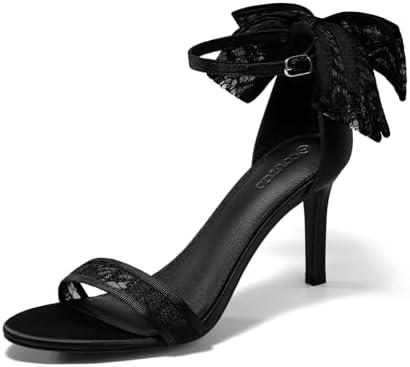 Coutgo Womens High Heels Sandals Lace Bow Tie Back Open Toe Ankle Strap Sexy Stiletto Wedding Party Dress Shoes 10 Coutgo Womens High Heels Sandals Lace Bow Tie Back Open Toe Ankle Strap Sexy Stiletto Wedding Party Dress Shoes 10