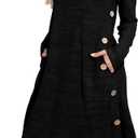 OFEEFAN Womens Long Sleeve Tunic Dres Fall Outfits with Pockets Buttons (X-Large, Black)