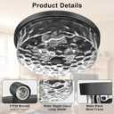 Flush Mount Ceiling Light with Water Ripple Glass Shade, Modern 3-Light Ceiling Lighting for Kitchen Living Room Porch Hallway, Industrial Black Ceiling Lamp for Lighting and Decoration