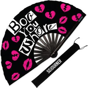 SoJourner Bags Boo Rave Fan - Large Folding Clack Fan for Men and Women - Rave Accessories for EDM, Line Dancing, Cosplay, Concerts and More