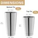 WOTOR Boston Cocktail Shaker Set for 3, 18 oz & 28 oz Stainless Steel Weighted Shaker Tins, Professional Bar Tools for Bartender, Metal Mixer for Martini & Cocktails (Silver)
