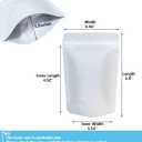 100 Pack Matte White Mylar Bags Stand Up - 4 x 6 Inches Resealable Mylar Ziplock Bags Food Storage Foil Pouch