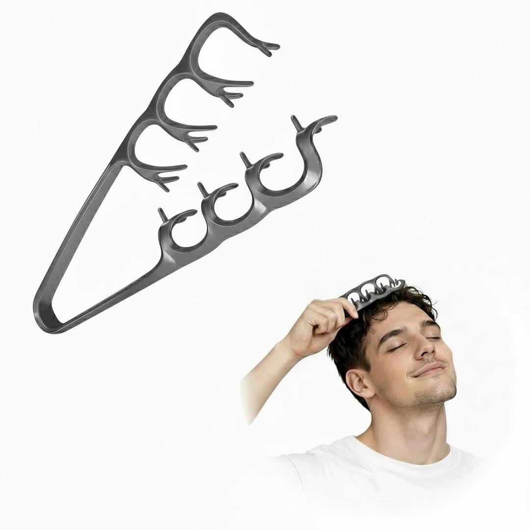 10-Finger Root Lifting Texture Hair Comb for Women & Men, Volumizing Scalp Shower Comb with Flexible Nylon Teeth, Wet & Dry Hair Tool for Fuller Looking VolumeGray