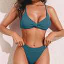 ZAFUL Women Bikini Sets Criss Cross Back Bathing Suit Knot Front Two Piece Swimwear Thong Cheeky Swimsuit Set (XL)