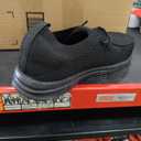 Men's Grey Steel Toe Loafers, Work Safety Shoes, Slip-On, Comfortable, Non-Slip, Breathable, Lightweight, 14, All Black/153