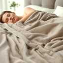 Bedsur Fleece Blankets Queen Size for Bed - GentleSoft Warm, Cozy, Soft & Thick Blanket for Winter, Heavy 500Gsm Anti-Static Design, Ideal for Couch & Sofa, Light Brown, 90x90 Inch