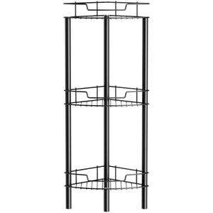 Detukna Corner Shower Caddy, 3 Tier Shower Organizer Shelf for Inside Shower, Stainless Steel Floor Corner Shower Bathroom Shelves Stand Rack for Bathroom Balcony Kitchen, No Drilling, Black