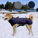 Dog Winter Coat with Harness, Reflective Windproof&Waterproof Fleece Jacket for Cold Weather, Dog Pullover Jumpsuit Snowsuit for Small Medium Large Dogs, Navy XL