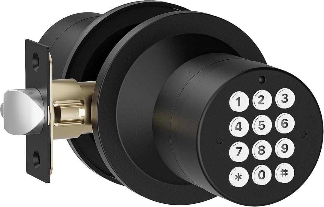 HIDALIFE Door Knob with Keypad, Door Knob with Lock, Keyless Entry Door Lock with Code for Front Door Garage Home Apartment, Matte Black