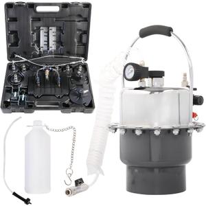 YSTOOL Brake Bleeder Kit Pneumatic Pressure Brake Clutch Fluid Bleeding Tool Set with Master Cylinder Adapters Air Power Pressurized Oil Change Bleeder Machine and Waste Oil Collection Bottle (Black)