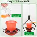 WROSWT Retractable Hummingbird Feeder, 19oz Top-Fill Wide Mouth with Height Adjustment, UV-Resistant ASA Plastic, 100% Leak-Proof Base& Dishwasher Safe Feeders for Outdoor Hanging, Black