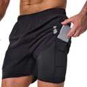 5 Pack Mens Shorts, 2 in 1 Athletic Workout Running Shorts with Liner | 5 Inch Men's Basketball Shorts with 3 Pockets, Lightweight Quick Dry Sweat Gym Shorts for Men Running, Gym, Training Casual (Black, XXXL)