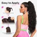 REECHO Ponytail Extension 30" Long Claw Clip Ponytail Extension for Women Curly Pony Tails Hair Extensions Clip in Synthetic Hairpiece for Women, Dark Chocolate Brown with Highlights
