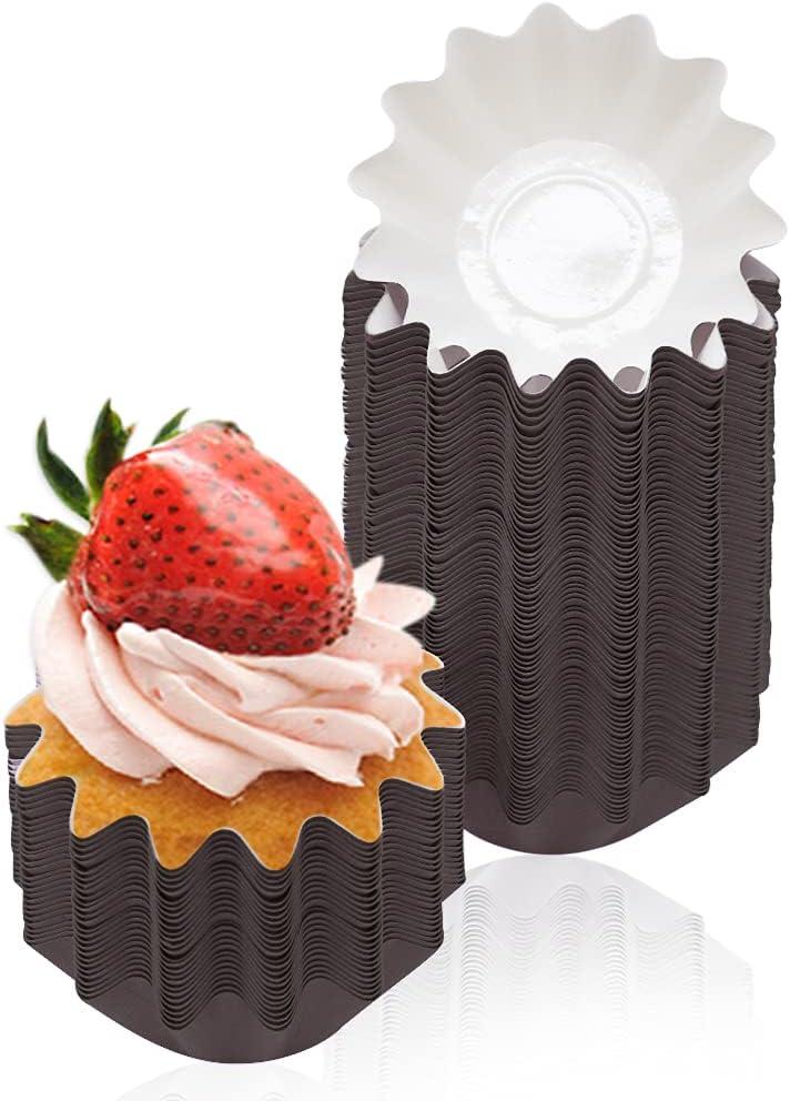 100 PCS Baking Cups Cupcake Liner Flared Brioche Standard Muffin Wrappers Greaseproof Coated Paper Cup for Wedding Birthday Holiday Party or Baby Shower (Brown)