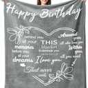Birthday Gifts for Men Women - Happy Birthday Decorations Blanket - Men Gifts for Birthday Unique - Man Birthday Gift Ideas for Him Dad Son Husband Brother Friendship - Soft Grey Blanket