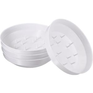 MECCANIXITY Round Plastic Design Bowl 6.5 Inch Flower Arrangement Base for Centerpiece Decorating, White Pack of 4