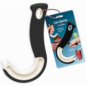 Jokari Ring Pull Can Opener for Soda and Food Cans Arthritis Aid with Non Slip Grip for Seniors Kids and Nail Protection Manual Pull Tab Tool for Easy Open Cans Black Dishwasher Safe (1 Pack)