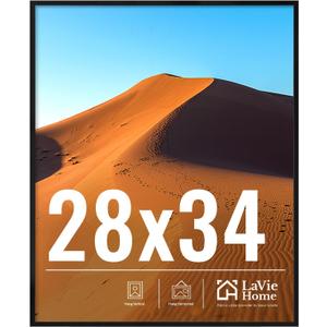 LaVie Home 28x34 Picture Frame for Wall Display, 28x34 Black Picture Frame with HD Plexiglas, 28 x 34 Photo Frame 1 Pack, Display Frame for Vertical or Horizontal, Classic Collection