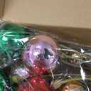 4 Pcs Christmas Tree Ball Floral Pick and Spray 15 Inch Multicolored Plastic Ball Branches Glossy Shapeable Stems Xmas Shatterproof Decor for Vase Tree Topper Wreath Garland Holiday Party