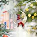 10 x Christmas Tree Decorations, Acrylic Animal Christmas Ornaments, Home Decoration, Party Decoration, Small Animals on The Moon (Moon Fox)