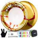 MAGICYOYO V11 FINGEROTA Professional Finger Spin Yoyo - Dual Purpose Trick Yoyo Responsive &Unresponsive Yo Yo for All Levels +Yo Yo Glove + 12 Replacement Strings +Storage Case (Golden Red)