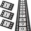 3 Pcs Movie Night Table Runner, 14.5x73.6 Inch, Double Stitched Filmstrip Pattern, Black & White Film Reel Design for Movie Night, Kitchen Party, Birthday, Oscar Themed Events