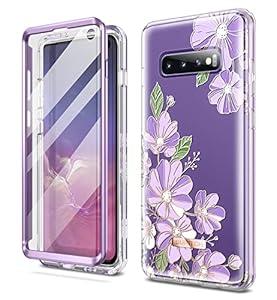 SURITCH for Upgraded Samsung Galaxy S10 Case, [Built-in Anti-Scratch Screen Protector] [Dual-Layer Protection] 360°Full Protection Shockproof Protective Phone Case Fit Cover 6.1 Inch - Purple Cosmos