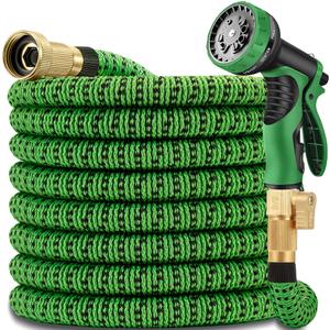 100 ft Expandable Garden Hose-2026 Newly Upgraded Expanding Garden Hoses with 10 Function Spray Nozzle, Extra Strength Fabric, Leak-Proof, Lightweight, Kink-Free Flexible Retractable Hose (GreenBlack)