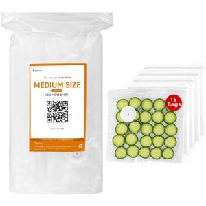 15 Pcs 12x13 Reusable Vacuum Sealer Freezer Bags with Air Valve for Food Storage and Preservation, for Leftover Save, Meal Prep, Sous Vide Cook, Outdoor BBQ. BPA Free, Dishwasher Safe Microwavable