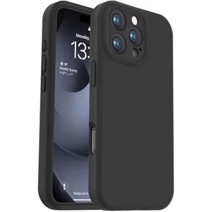 Vooii Compatible with iPhone 16 Pro Case, Liquid Silicone Upgrade [Camera Protection] [Soft Anti-Scratch Microfiber Lining] Shockproof Phone Case for iPhone 16 Pro 6.3 inch - Black