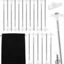 Tandefio 20 Pcs 8 Inch Screw in Tent Stakes Heavy Duty Drill in Ground Anchor Pegs Metal Stakes Screws Hex Pegs Drillable Camping Threaded Tent Spike with Hex Head Driver (Illuminant White)