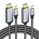 Warrky 4K 60Hz USB C to HDMI Cable 6ft 2Pack [Anti-Interference Gold-Plated Plugs] Aluminum Type-C to HDMI 2.0 Cord, Thunderbolt 3/4/5 Compatible for iPhone 15/16 Series, MacBook, iMac, iPad, Galaxy