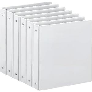 1-inch 3 Ring Binder with 2 Pockets, Clear Customizable View Binders for US Letter Size 8.5'' x 11'', PVC Free, 1'' Binder for Office, Home, and School, White, 6 Pack