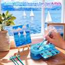 2026 Next-Gen Paint Brush Cleaner Tool [One-Press Cleaning & Leak-Proof] Complete Brush Washer Art Set with Canvas, Brushes & Pencil Case | Ideal Gift for Artists, Beginners & Students-Blue