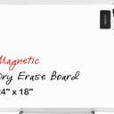VUSIGN Magnetic White Board 24" x 18" with 1 Dry-Erase Eraser, 2 Multicolor Marker, 4 Magnetic Pins, Sliver Reinforced Aluminum Frame for Office, Home, School