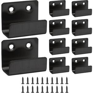 10 Pack Wall Hanger Fastener, Stainless Steel Wall Mount Brackets Hook with 25 mm Inner Width Heavy Duty Tile Hangers for Ceramic Display (Black)