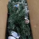 YITAHOME 6FT Pre-Decorated Pencil Christmas Tree w/Remote, Partially Flocked & Frosted Slim Prelit Artificial Hinged Xmas Tree w/ 618 Tips, 50 Pine Cones, 250 Warmwhite & Multi-Color Lights, 11 Modes