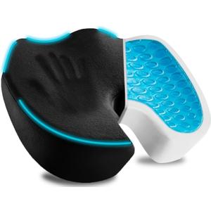 Seat Cushion for Office Chair - Gel Memory Foam Coccyx Cushion for Tailbone Pain Relief Sciatica - Doctor Recommended Cooling Ergonomic Butt Pillow for Car Desk Truck Driving Gaming