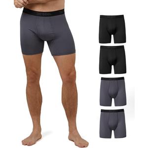 32 DEGREES Mens 4-Pack Active Mesh Quick Dry Performance Boxer Brief (Large, 2 Black/2 Charcoal)