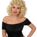 Women`s 50s Curly Blonde Movie Sweetheart Wig for Sandy Film Fancy Dress Costume